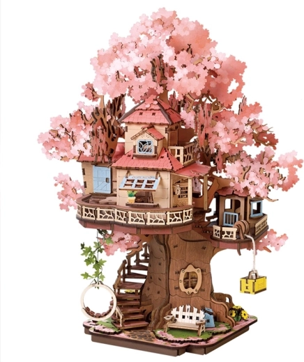 RoboTime Rolife træ-3D-byggesæt – Sakura træhus