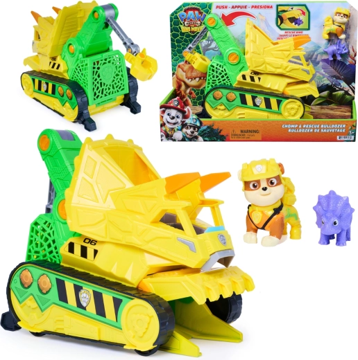 Spin Master Paw Patrol i filmen – dino-redning: Rubbles bulldozer Chomp & Rescue 23 cm med figurer