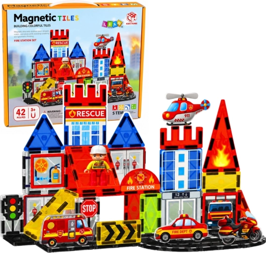 Magnetiske byggeklodser brandstation 42 dele