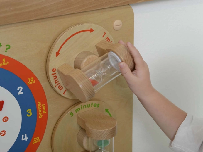 Timeglas på 1 og 5 minutter til forståelse af varighed