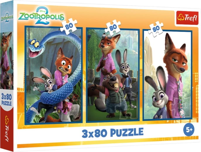 Puslespil 3×80 Disney Zootropolis Dyre-efterforskning – Trefl
