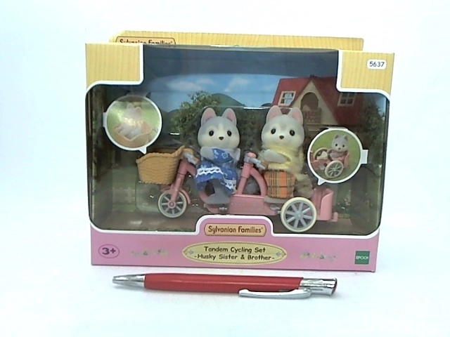 Sylvanian Families huskyer på tandemcykel