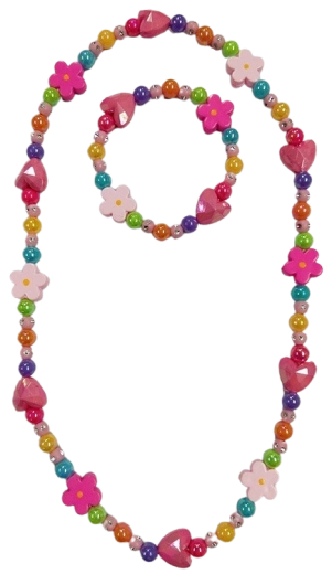 Børnesæt med smykker – hjerter og blomster