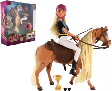 ANLILY leddelt jockey-dukke med hest, med tilbehør