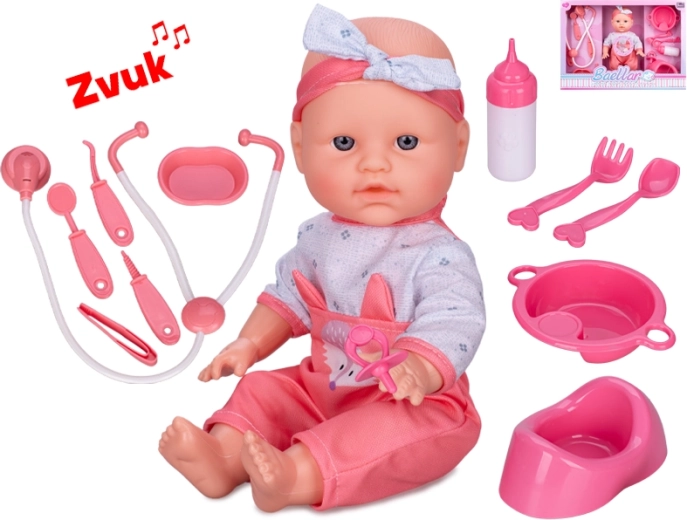 Interaktiv babydukke 30 cm med hård krop, tisser og med lyde