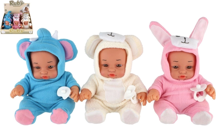 Ruby babydukke i plysoverall med lyd 25 cm (3 varianter)