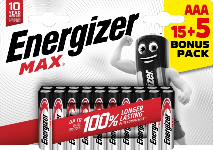 Energizer Max AAA alkaliske batterier 20 stk