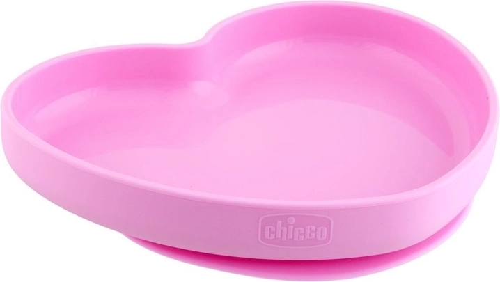 Chicco silikonetallerken hjerteformet rosa 9 m+