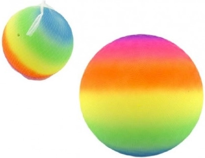 Regnbuefarvet gummibold 23 cm i net