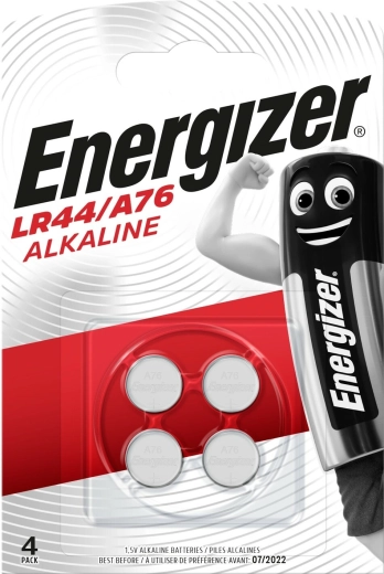 Alkaliske knapcellebatterier ENERGIZER A76 LR44 1,5 V, 150 mAh, 4 stk.