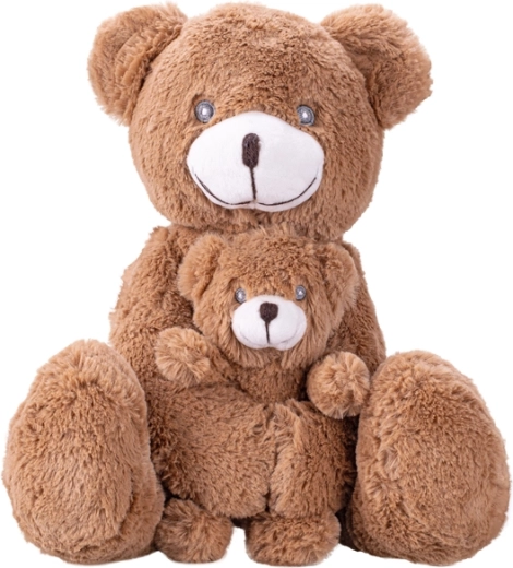 Plysset bamse med unge 30 cm