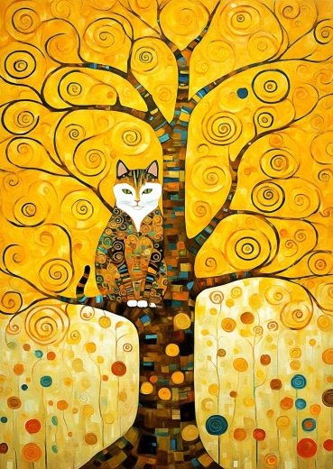 Enjoy Puzzle Gustav Klimts kat på livets træ 1000 brikker