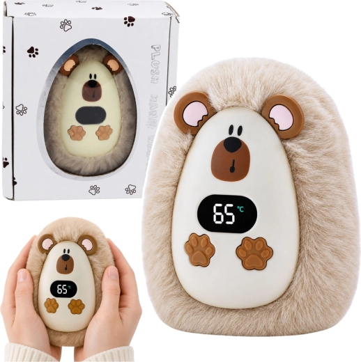 Plys-batteridrevet håndvarmer pindsvin med temperaturdisplay (USB‑C)