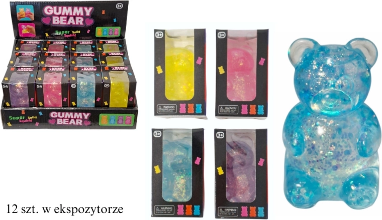 Antistress-klemmebamse Gummy Bear med glimmer - 1 stk.