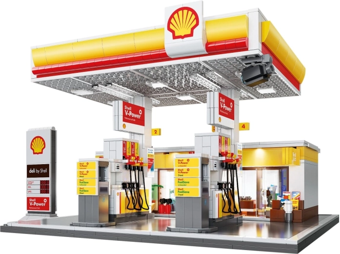 CaDA Shell-tankstation med butik og bilvask i skala 1:30
