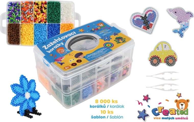 Created strygeperler med skabeloner i plastboks