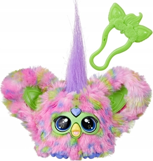 Mini Furby i håndfladen med clip til rejser