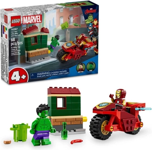 LEGO MARVEL Iron Man på motorcykel og Hulk 4+