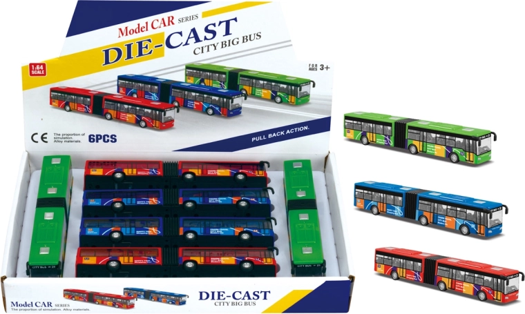 Harmonika-bus 1:64 – leddelt model med pullback