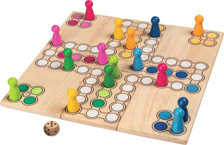 Træbrætspillet Ludo med variabel spilleplade – 1 stk.