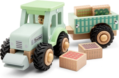 Trætraktor med lad og læs