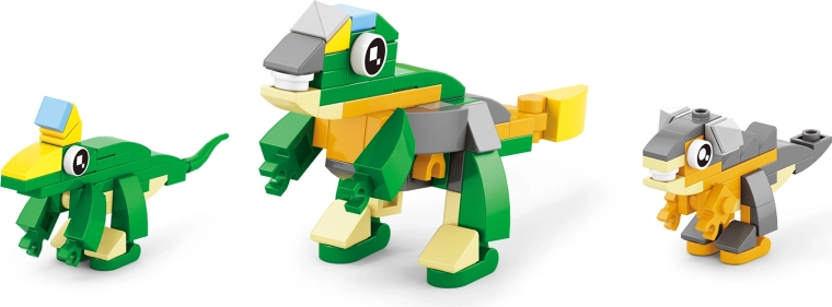 Op til 12 forskellige dinosaurer fra ét sæt