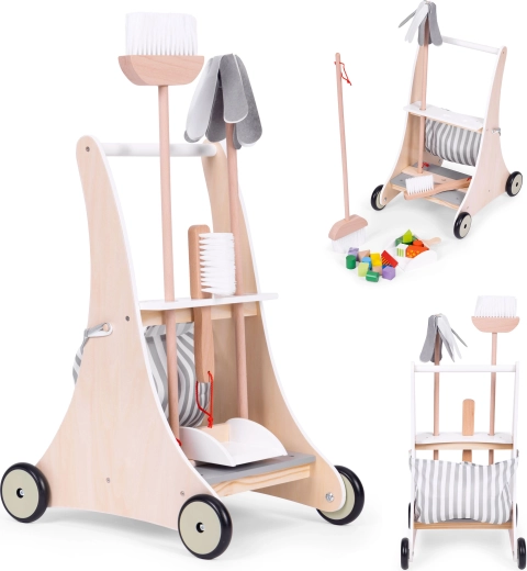 Træ-rengøringsvogn til børn ECOTOYS, beige