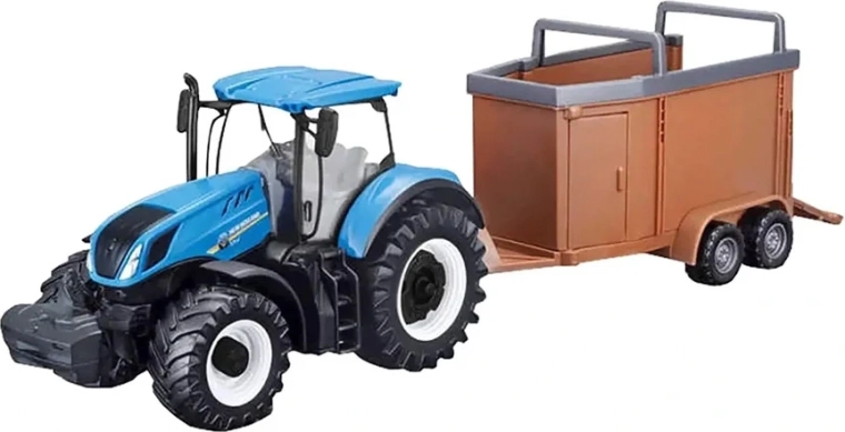 Bburago FarmLand metaltraktor med anhænger og svinghjul 10 cm, assorteret – 1 stk.