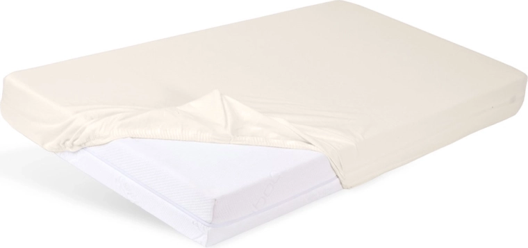 Babymatex jersey stræklagen til babyseng 60 × 120 cm ecru (elfenben)