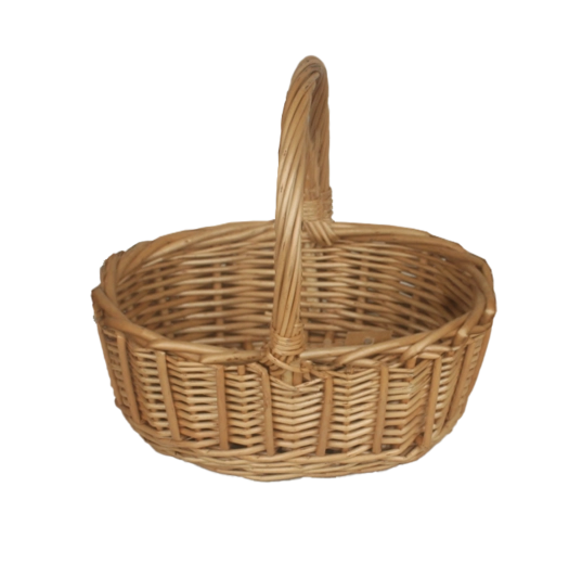 Naturflettet kurv med hank 23 × 17 × 10/21 cm