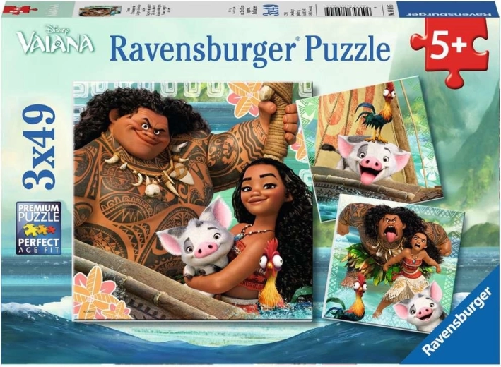 Ravensburger puslespil Modige Vaiana: Rejsen mod eventyret 3×49 brikker