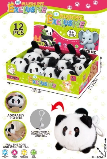 Plysbamse nøglering med optræk panda 10,5 cm