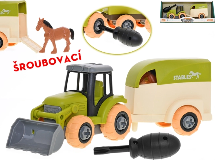 Skruesamletraktor med trailer og hest 26 cm