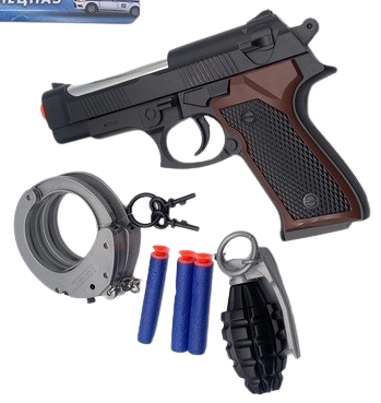 Politi-pistol med tilbehør
