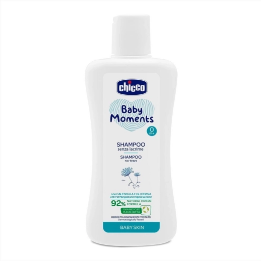 Chicco shampoo til børn Baby Moments 92 % naturlige ingredienser 200 ml