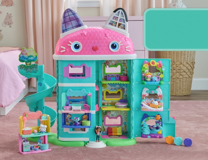 Interaktivt kattehus med lyde og LCD-øjne