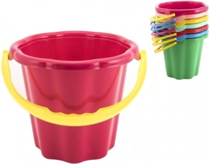 Plastikspand til sand 19 cm assorteret i 4 farver 12 mdr.+