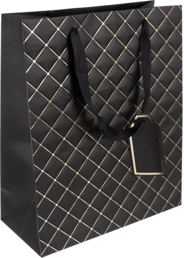 Gavepapirspose Quilt sort 26 × 12 × 32 cm