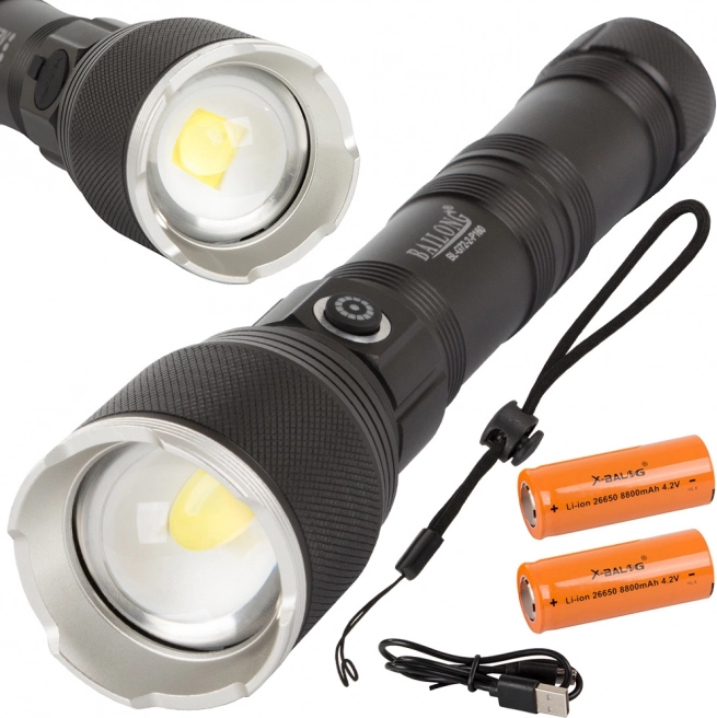Militær taktiklygte Bailong med LED Cree XHP160 og zoom
