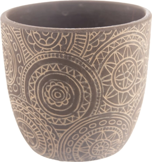 Keramisk urtepotte med mandala i beige 12 × 12 × 11 cm