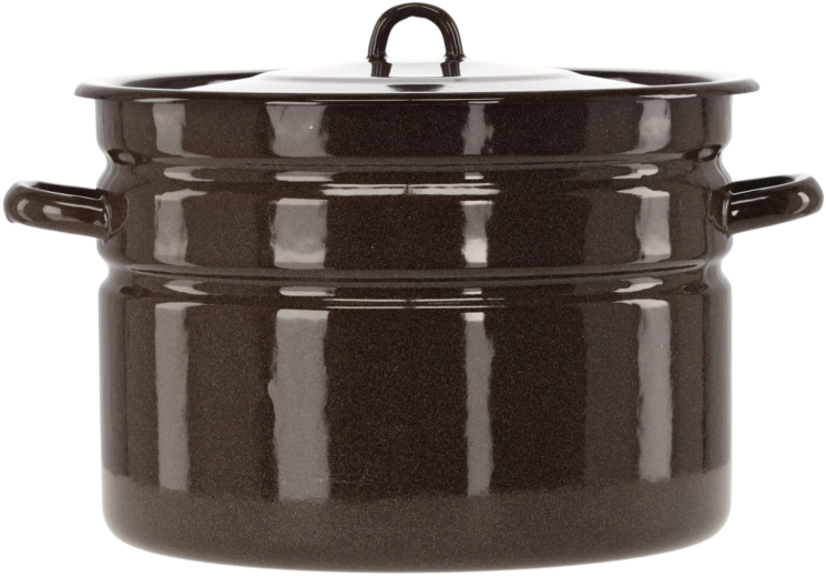 Emaljeret gryde 16 l, diameter 32 cm, brun med låg