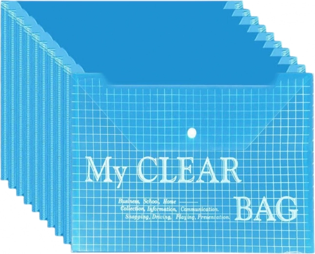 Gennemsigtig mappe med kliklås blå A4