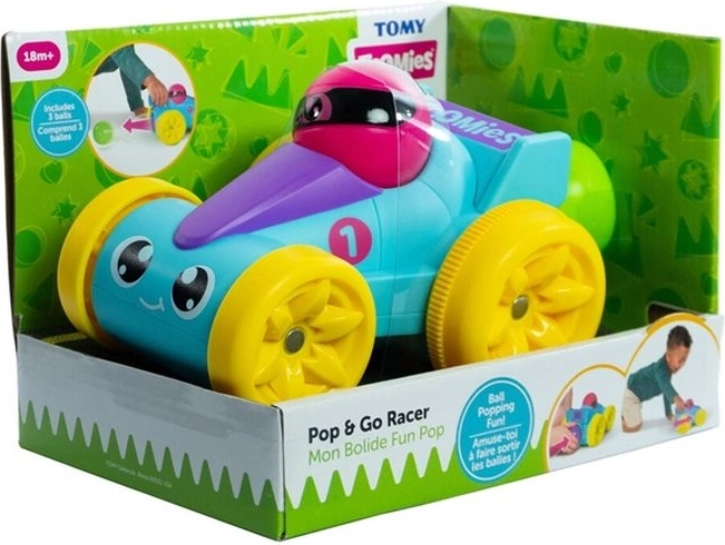 TOMY racerbil med hoppebolde – blå