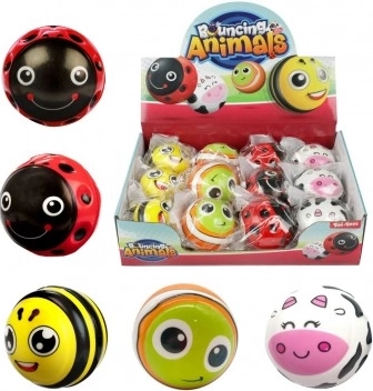 Hoppebold i gummi med dyremotiv 6 cm, mix motiver