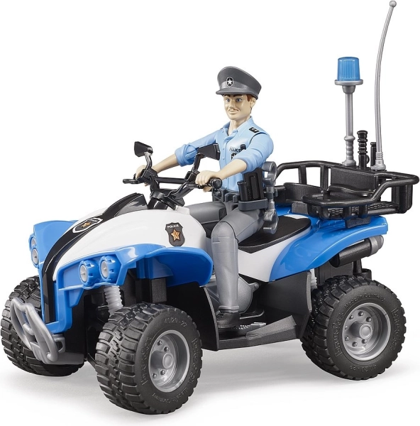 Bruder blå politifyrhjuling med figur