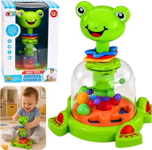 Interaktiv frø-spinner med hvirvlende kugler til babyer
