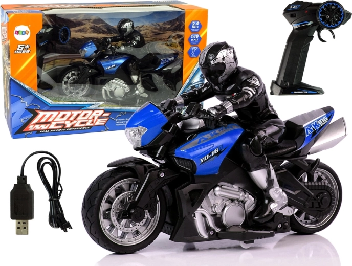 Sportslig RC-motorcykel 2,4 GHz 1:10 blå