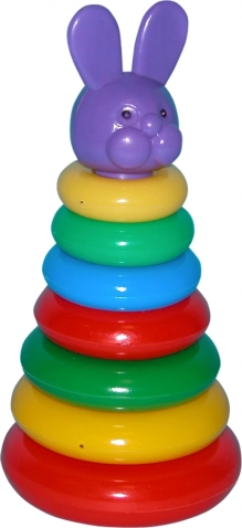 Farverig stabelpyramide med ringe til de mindste