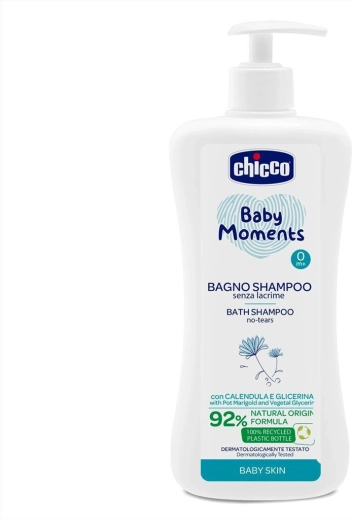 Chicco Baby Moments brusegel 2-i-1 til hår og krop med pumpe 750 ml