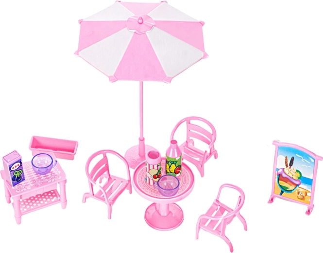 Udendørs siddeplads med parasol